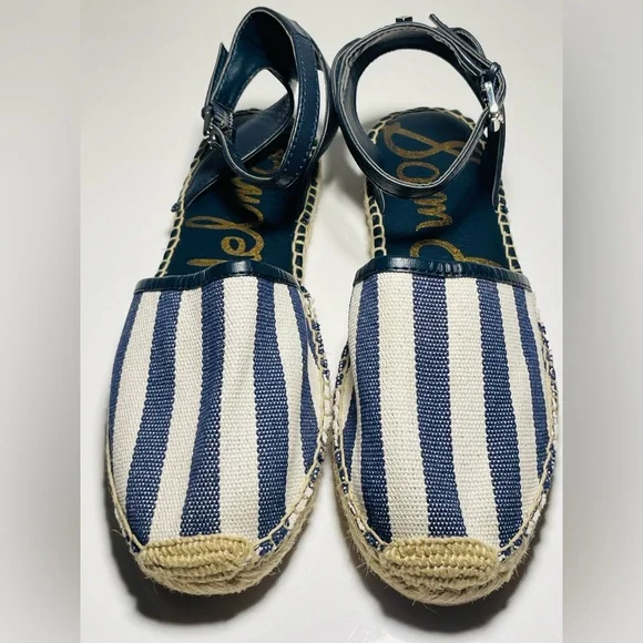 BNWOT Sam Edelman Vivian Espadrille Sandals Navy Stripe Nautical Chic Sz 7.5 - Picture 6 of 11